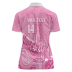 Australia Soccer Breast Cancer Custom Women Polo Shirt Think Pink Aussie Opal Aboriginal Art