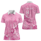 Australia Soccer Breast Cancer Custom Women Polo Shirt Think Pink Aussie Opal Aboriginal Art