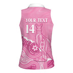 Australia Soccer Breast Cancer Custom Women Sleeveless Polo Shirt Think Pink Aussie Opal Aboriginal Art