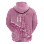 Australia Soccer Breast Cancer Custom Zip Hoodie Think Pink Aussie Opal Aboriginal Art