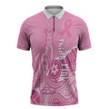 Australia Soccer Breast Cancer Custom Zipper Polo Shirt Think Pink Aussie Opal Aboriginal Art
