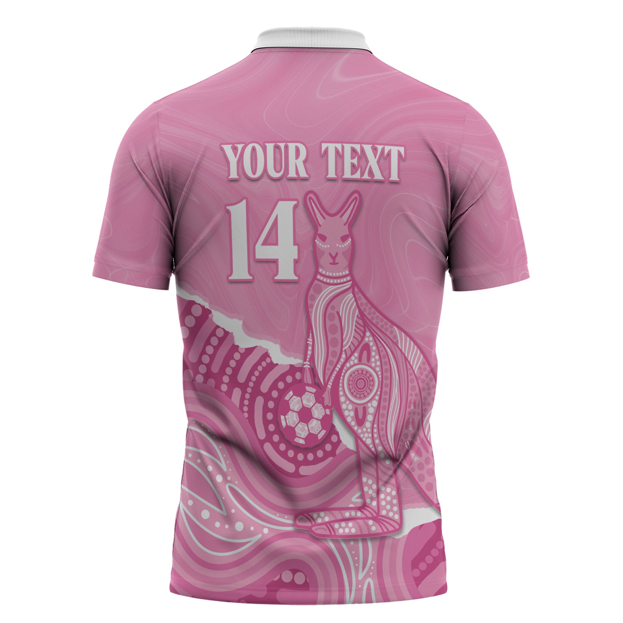 Australia Soccer Breast Cancer Custom Zipper Polo Shirt Think Pink Aussie Opal Aboriginal Art