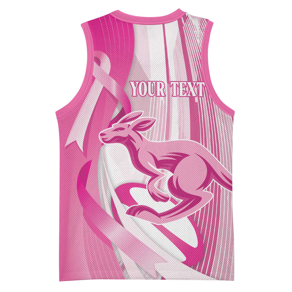Australia Rugby Breast Cancer Personalised Basketball Jersey Brave Strong Pink Ribbon Sporty Style