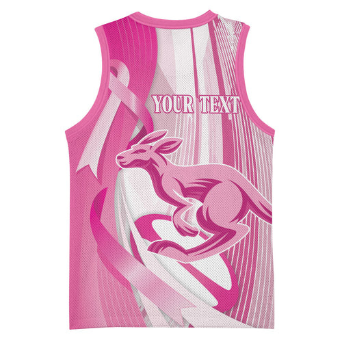 Australia Rugby Breast Cancer Personalised Basketball Jersey Brave Strong Pink Ribbon Sporty Style