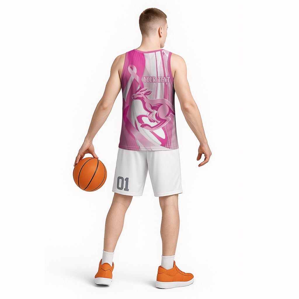 Australia Rugby Breast Cancer Personalised Basketball Jersey Brave Strong Pink Ribbon Sporty Style