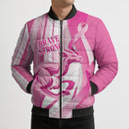 Australia Rugby Breast Cancer Personalised Bomber Puffer Jacket Brave Strong Pink Ribbon Sporty Style