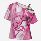 Australia Rugby Breast Cancer Personalised Cross Shoulder Shirt Brave Strong Pink Ribbon Sporty Style