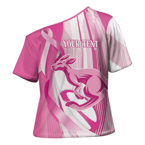 Australia Rugby Breast Cancer Personalised Cross Shoulder Shirt Brave Strong Pink Ribbon Sporty Style