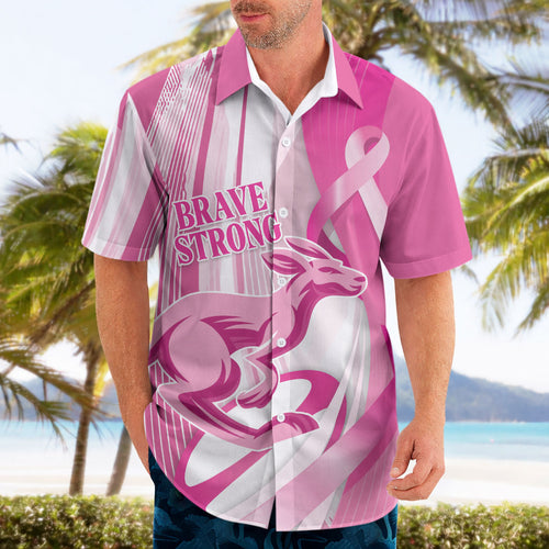 Australia Rugby Breast Cancer Personalised Hawaiian Shirt Brave Strong Pink Ribbon Sporty Style
