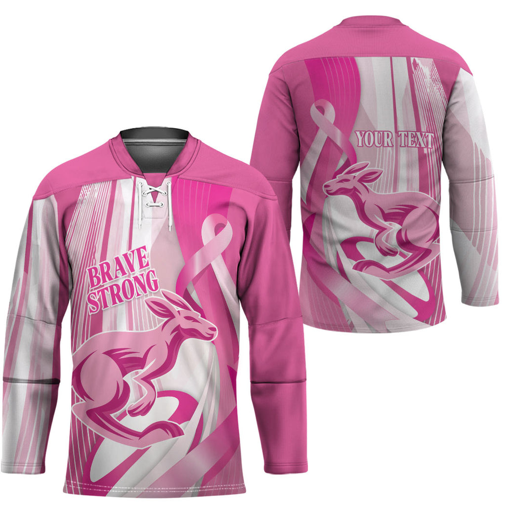 Australia Rugby Breast Cancer Personalised Hockey Jersey Brave Strong Pink Ribbon Sporty Style
