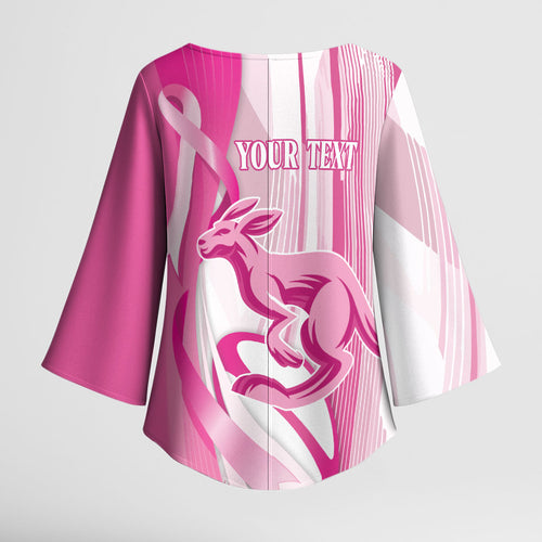 Australia Rugby Breast Cancer Personalised Kimono Sleeve Blouse Brave Strong Pink Ribbon Sporty Style