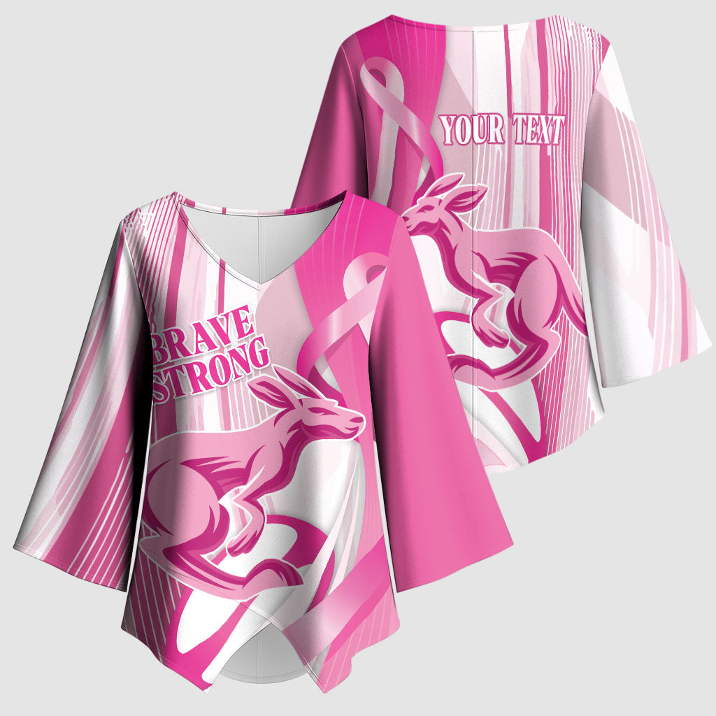 Australia Rugby Breast Cancer Personalised Kimono Sleeve Blouse Brave Strong Pink Ribbon Sporty Style