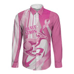 Australia Rugby Breast Cancer Personalised Long Sleeve Button Shirt Brave Strong Pink Ribbon Sporty Style