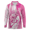 Australia Rugby Breast Cancer Personalised Long Sleeve Polo Shirt Brave Strong Pink Ribbon Sporty Style