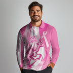 Australia Rugby Breast Cancer Personalised Long Sleeve Polo Shirt Brave Strong Pink Ribbon Sporty Style