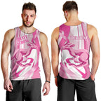 Australia Rugby Breast Cancer Personalised Men Tank Top Brave Strong Pink Ribbon Sporty Style