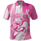 Australia Rugby Breast Cancer Personalised Polo Shirt Brave Strong Pink Ribbon Sporty Style