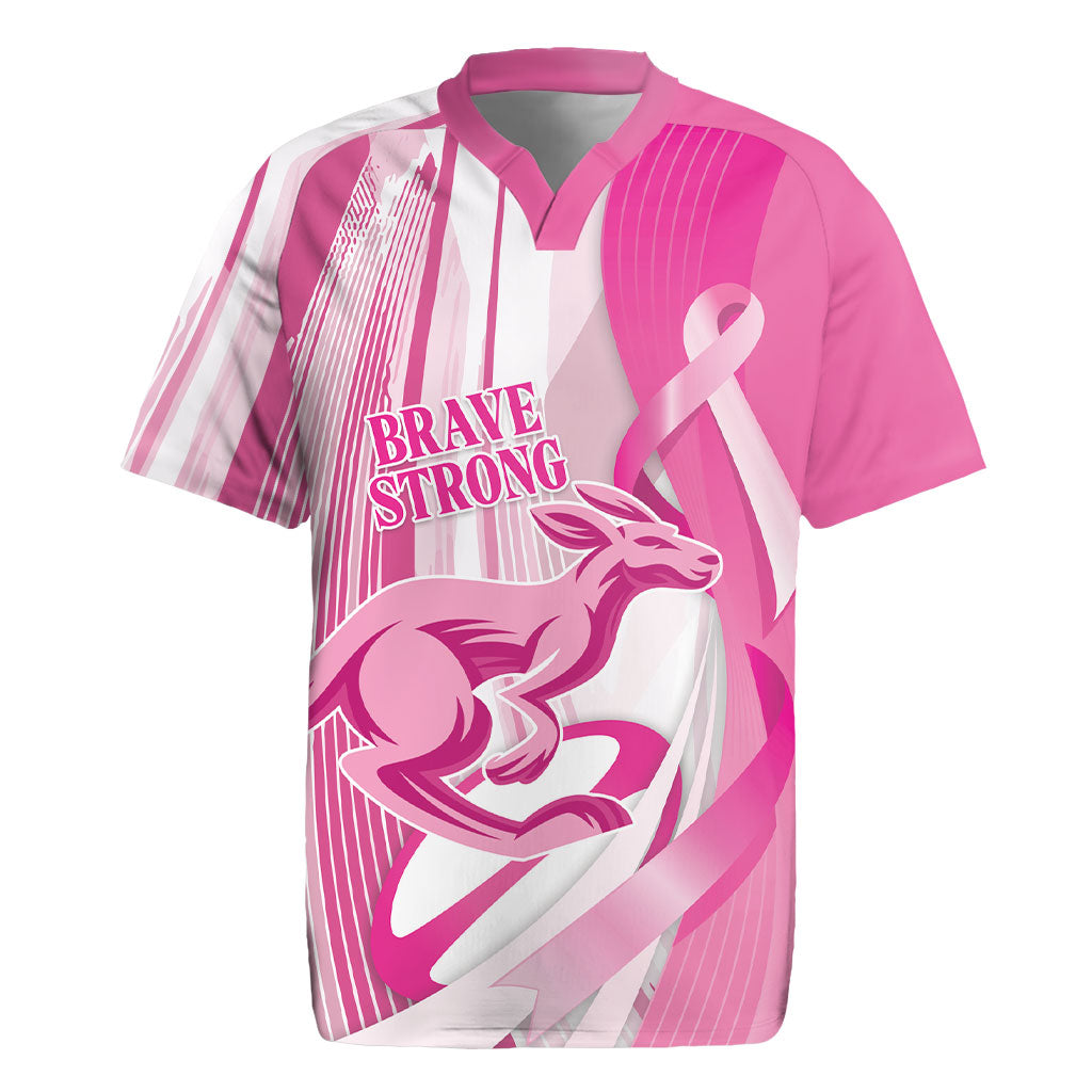 Australia Rugby Breast Cancer Personalised Rugby Jersey Brave Strong Pink Ribbon Sporty Style