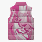 Australia Rugby Breast Cancer Personalised Sleeveless Puffer Jacket Brave Strong Pink Ribbon Sporty Style
