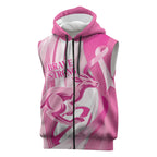 Australia Rugby Breast Cancer Personalised Sleeveless Zip Hoodie Brave Strong Pink Ribbon Sporty Style