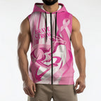 Australia Rugby Breast Cancer Personalised Sleeveless Zip Hoodie Brave Strong Pink Ribbon Sporty Style