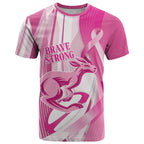 Australia Rugby Breast Cancer Personalised T Shirt Brave Strong Pink Ribbon Sporty Style