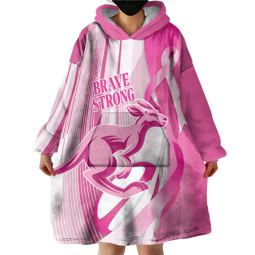 Australia Rugby Breast Cancer Personalised Wearable Blanket Hoodie Brave Strong Pink Ribbon Sporty Style