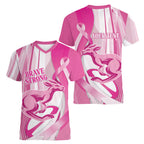 Australia Rugby Breast Cancer Personalised Women V-Neck T-Shirt Brave Strong Pink Ribbon Sporty Style