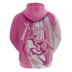 Australia Rugby Breast Cancer Personalised Zip Hoodie Brave Strong Pink Ribbon Sporty Style
