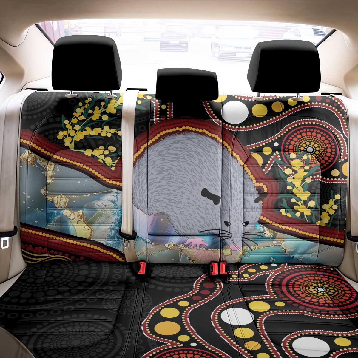 Australia Possum Back Car Seat Cover Aboriginal Art Mix Aussie Opal