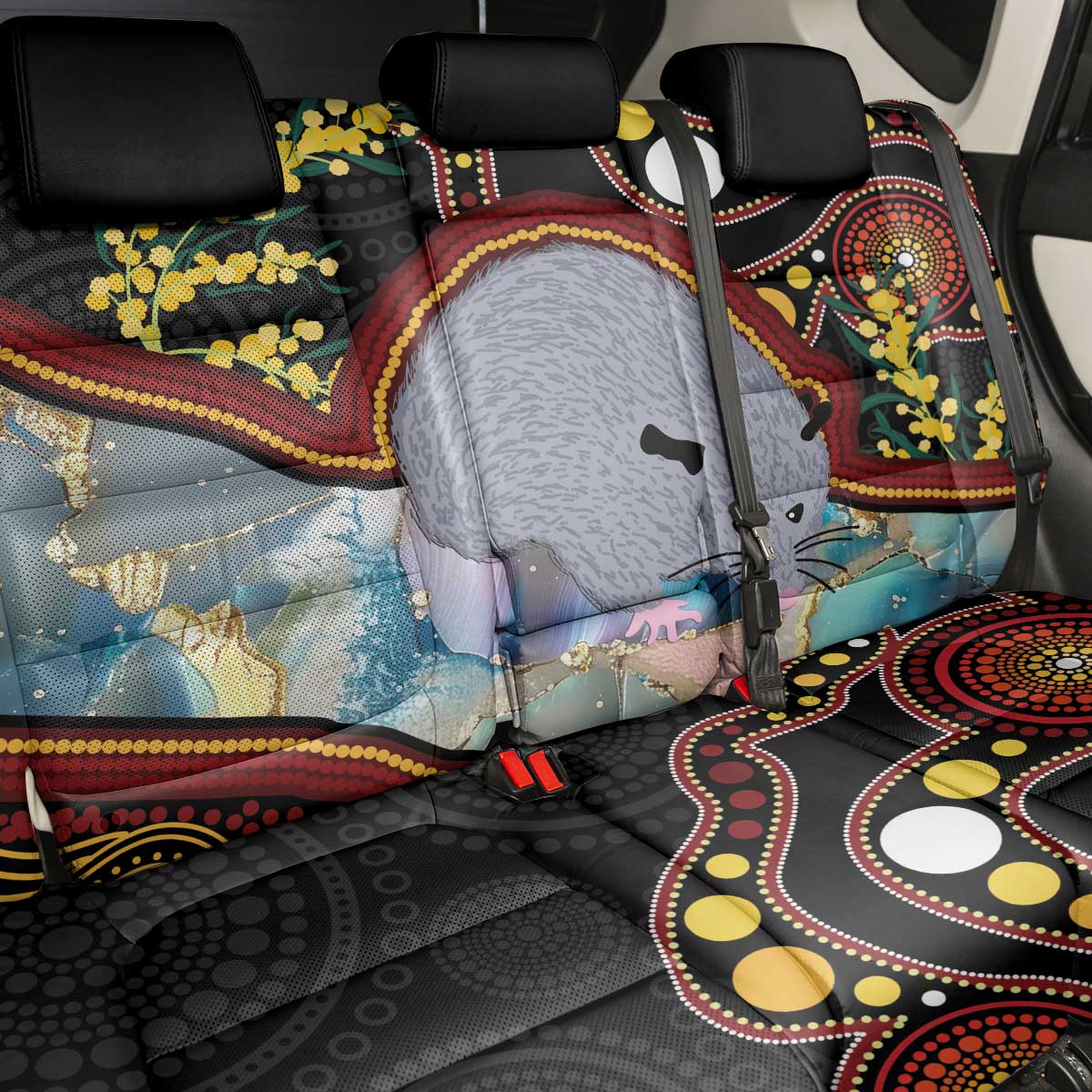 Australia Possum Back Car Seat Cover Aboriginal Art Mix Aussie Opal