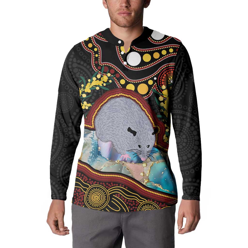 Australia Possum Button Sweatshirt Aboriginal Art Mix Aussie Opal