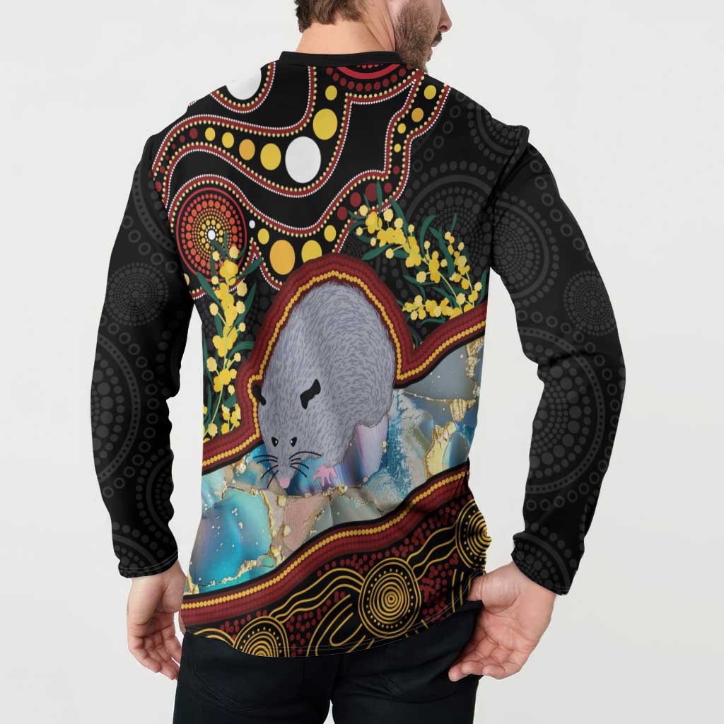 Australia Possum Button Sweatshirt Aboriginal Art Mix Aussie Opal
