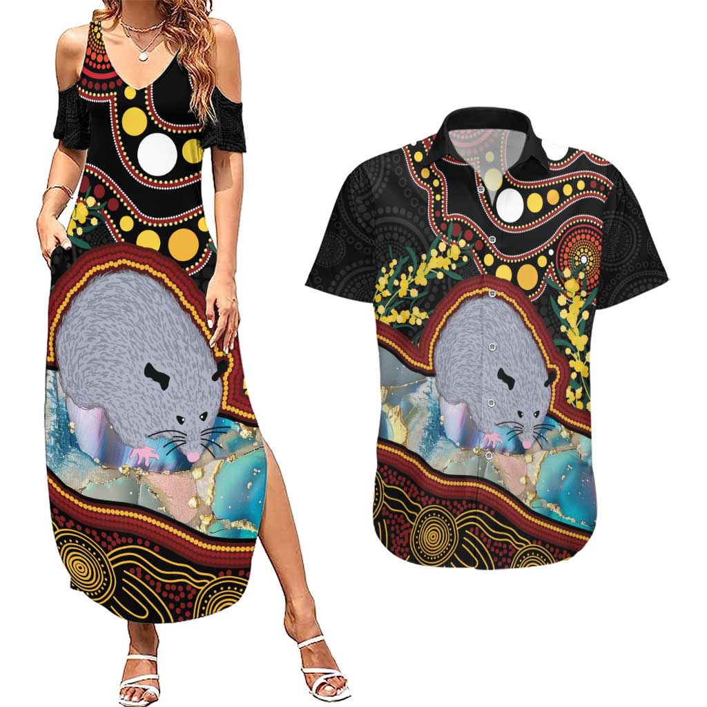 Australia Possum Couples Matching Summer Maxi Dress and Hawaiian Shirt Aboriginal Art Mix Aussie Opal