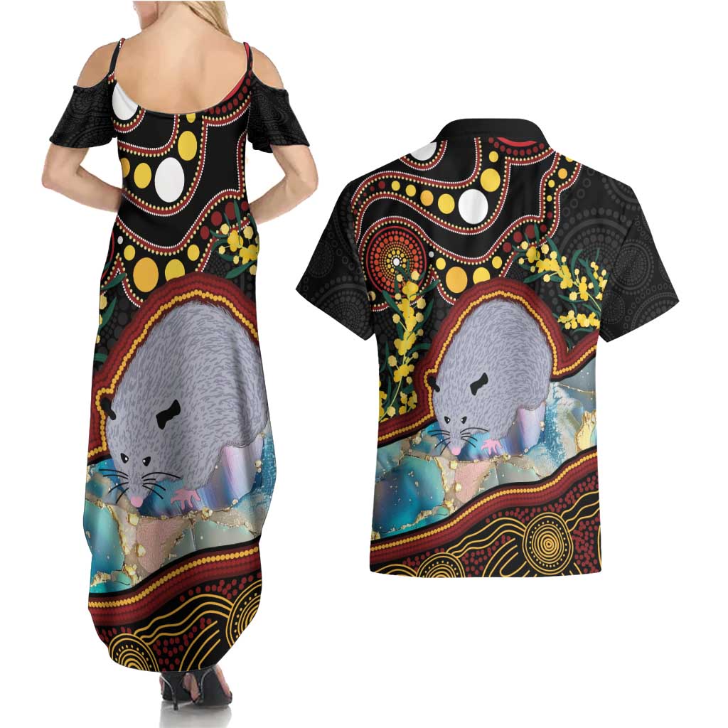 Australia Possum Couples Matching Summer Maxi Dress and Hawaiian Shirt Aboriginal Art Mix Aussie Opal