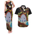 Australia Possum Couples Matching Tank Maxi Dress and Hawaiian Shirt Aboriginal Art Mix Aussie Opal