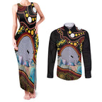Australia Possum Couples Matching Tank Maxi Dress and Long Sleeve Button Shirt Aboriginal Art Mix Aussie Opal