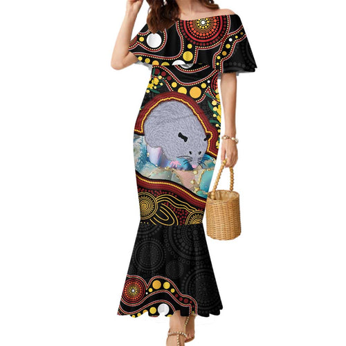 Australia Possum Family Matching Mermaid Dress and Hawaiian Shirt Aboriginal Art Mix Aussie Opal