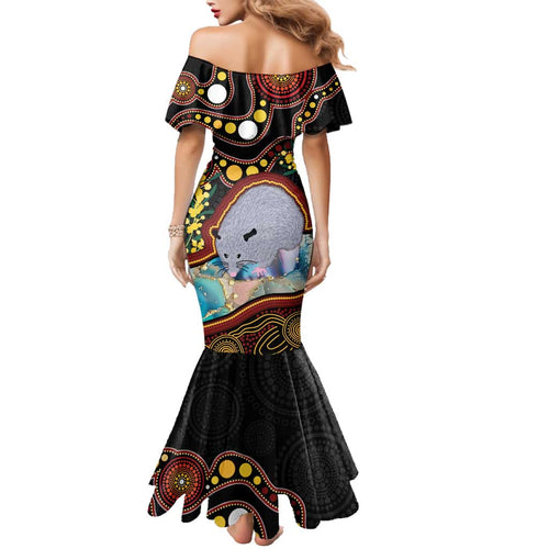 Australia Possum Family Matching Mermaid Dress and Hawaiian Shirt Aboriginal Art Mix Aussie Opal