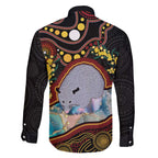 Australia Possum Family Matching Off Shoulder Short Dress and Hawaiian Shirt Aboriginal Art Mix Aussie Opal