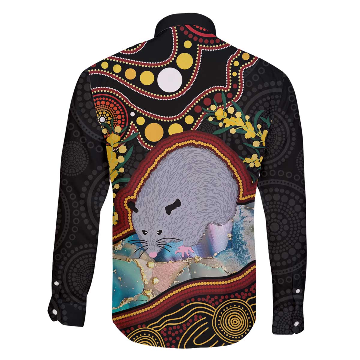Australia Possum Family Matching Off Shoulder Short Dress and Hawaiian Shirt Aboriginal Art Mix Aussie Opal