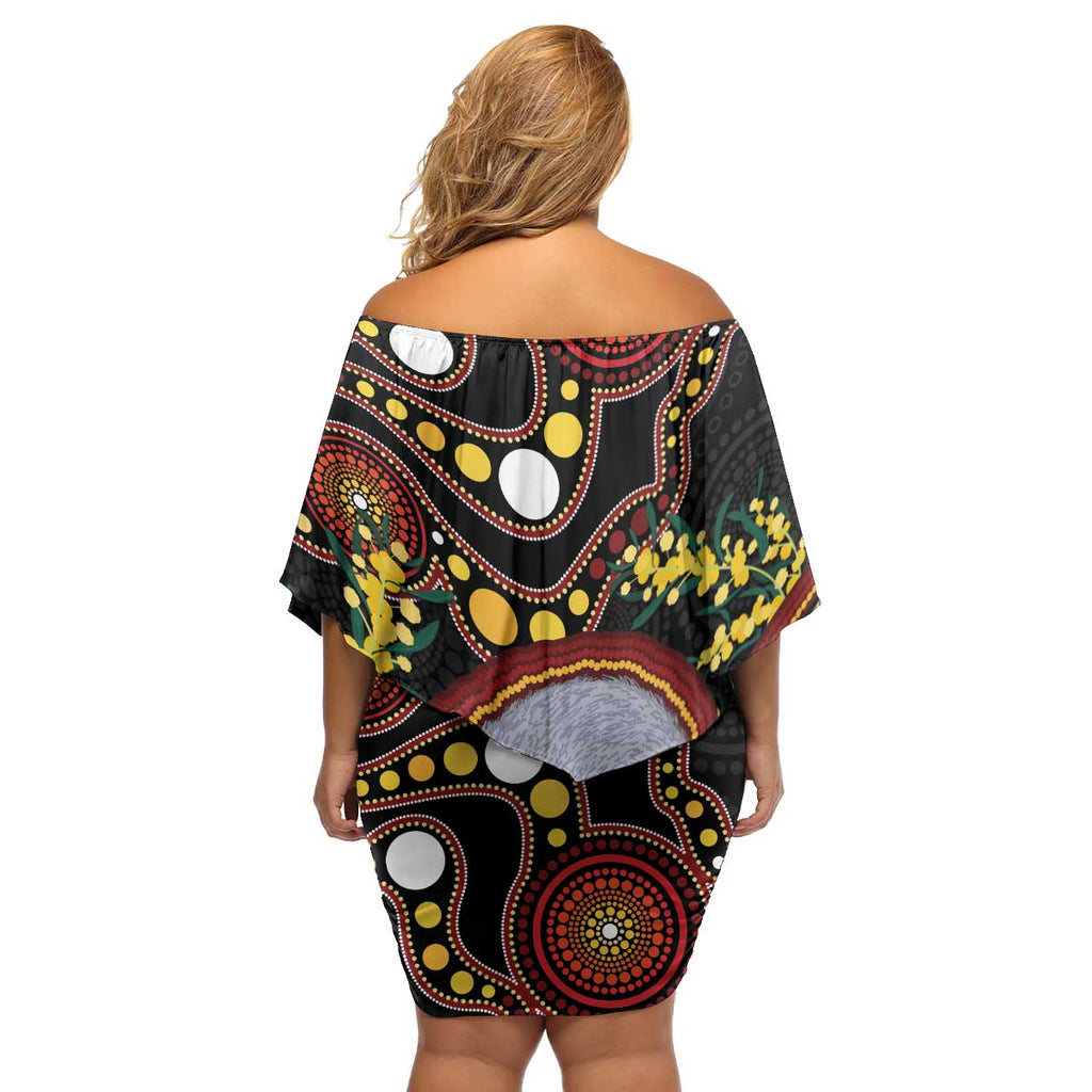Australia Possum Family Matching Off Shoulder Short Dress and Hawaiian Shirt Aboriginal Art Mix Aussie Opal