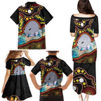 Australia Possum Family Matching Puletasi and Hawaiian Shirt Aboriginal Art Mix Aussie Opal