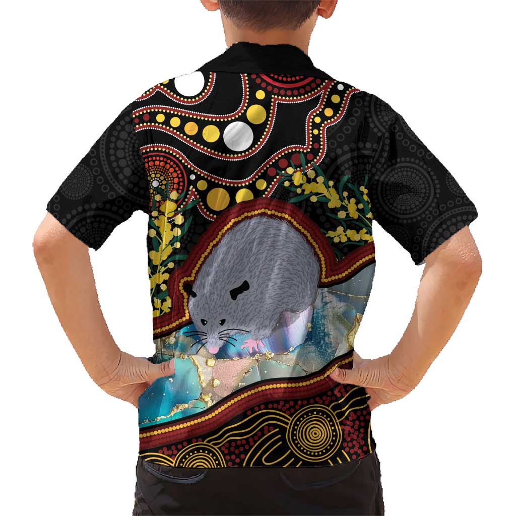 Australia Possum Family Matching Short Sleeve Bodycon Dress and Hawaiian Shirt Aboriginal Art Mix Aussie Opal