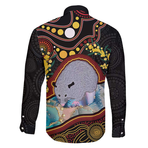 Australia Possum Family Matching Short Sleeve Bodycon Dress and Hawaiian Shirt Aboriginal Art Mix Aussie Opal