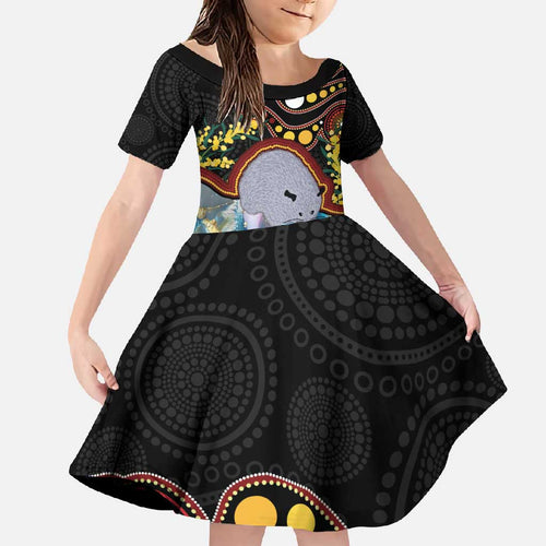 Australia Possum Family Matching Summer Maxi Dress and Hawaiian Shirt Aboriginal Art Mix Aussie Opal
