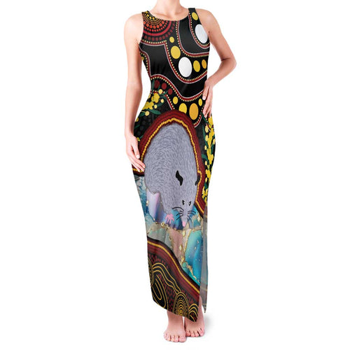 Australia Possum Family Matching Tank Maxi Dress and Hawaiian Shirt Aboriginal Art Mix Aussie Opal