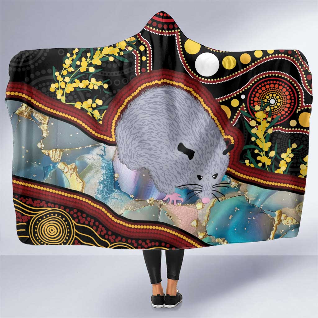 Australia Possum Hooded Blanket Aboriginal Art Mix Aussie Opal