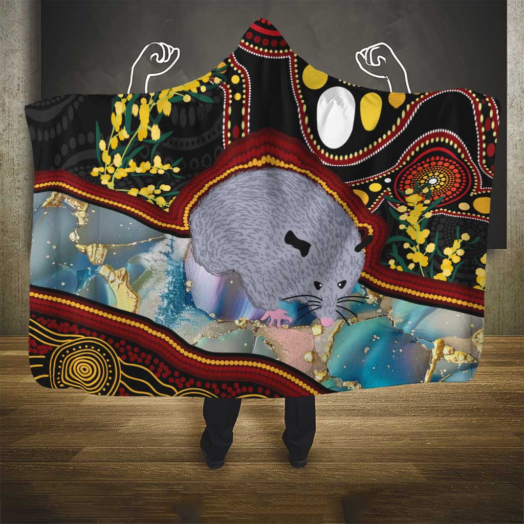 Australia Possum Hooded Blanket Aboriginal Art Mix Aussie Opal