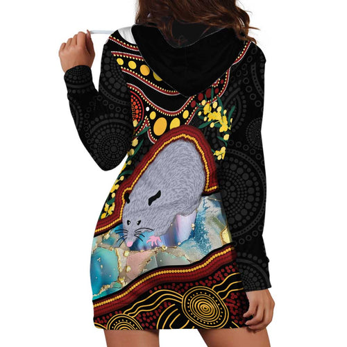 Australia Possum Hoodie Dress Aboriginal Art Mix Aussie Opal
